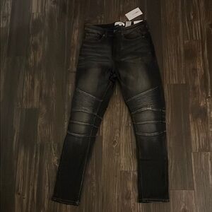Men's Black Biker Jeans